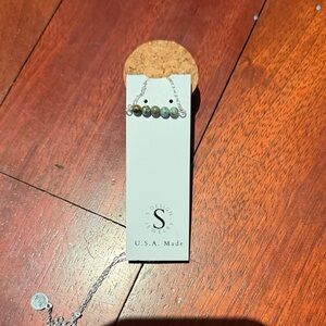 Sterling Silver and Green Beaded Necklace gift ready made in USA